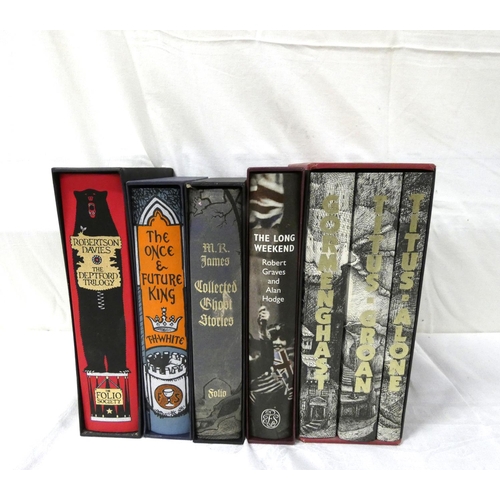 218 - Folio Society.   Mervyn Peake, Gormenghast Trilogy, 3 vols. in slip case (adhesions & ... 