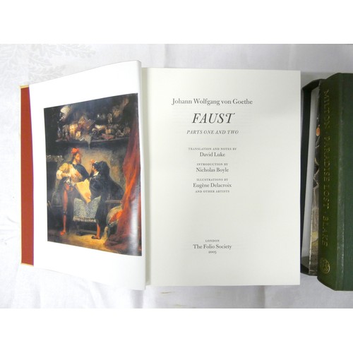 214 - Folio Society. Faust & Paradise Lost. 2 vols. Illus. Quarto. Qtr. morocco in pict. slip cases. 2... 