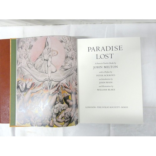 214 - Folio Society. Faust & Paradise Lost. 2 vols. Illus. Quarto. Qtr. morocco in pict. slip cases. 2... 