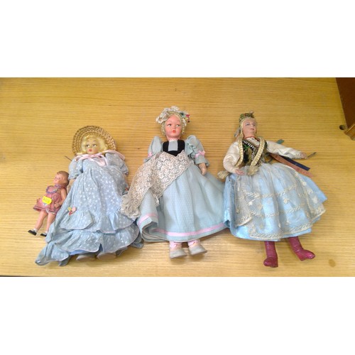 44 - Four vintage continental dolls.