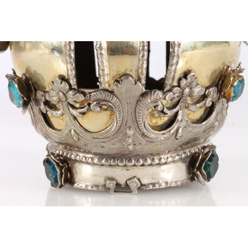 27 - 19th century gilt white metal crown in the manner of the 'Crown of the Virgin' with coloured glass s... 