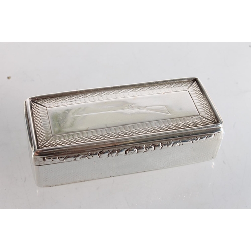 29 - William IV silver snuff box of rectangular form with sporting rifle design, by Francis Clark, Birmin... 