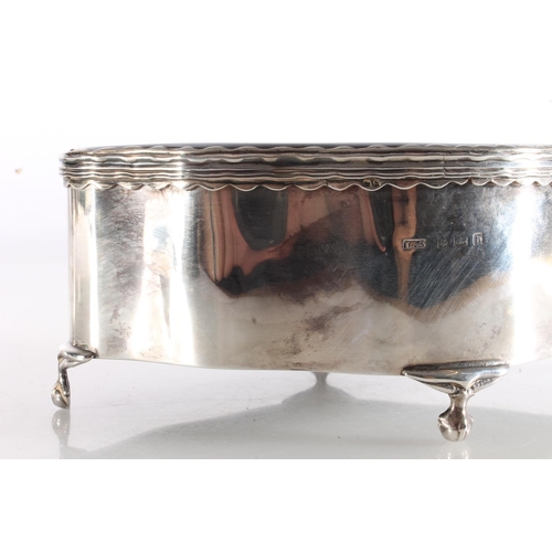 35 - Edwardian silver and tortoiseshell jewellery casket of navette shape with serpentine edge by Levi & ... 