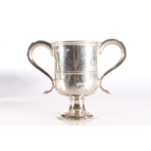 38 - Georgian silver twin handled prize trophy or loving cup, makers marks slight rubbed but probably Joh... 