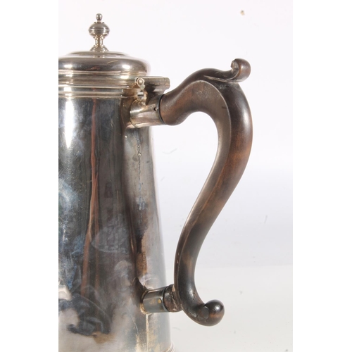 44 - George II silver hot water or coffee pot of tapering cylindrical form by Richard Bayley, London 1730... 