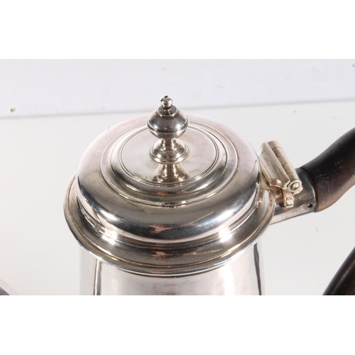 44 - George II silver hot water or coffee pot of tapering cylindrical form by Richard Bayley, London 1730... 