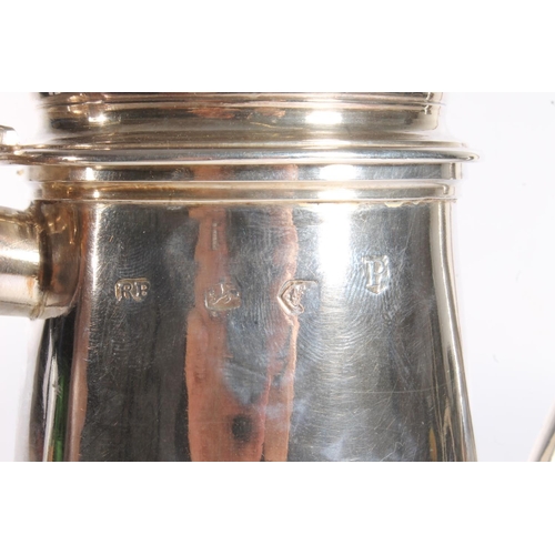 44 - George II silver hot water or coffee pot of tapering cylindrical form by Richard Bayley, London 1730... 