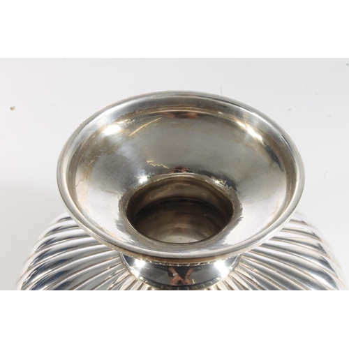 53 - George V silver hemi spherical bowl with gadrooned lower section raised on spreading circular stem, ... 