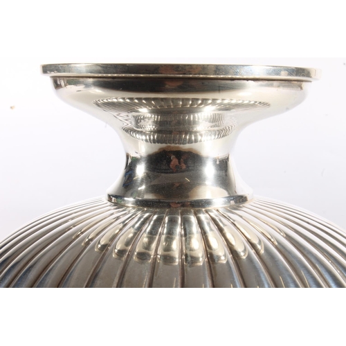 53 - George V silver hemi spherical bowl with gadrooned lower section raised on spreading circular stem, ... 