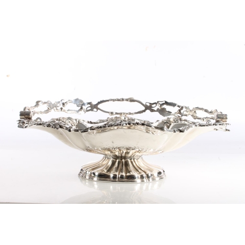 60 - Victorian silver swing handled basket of beautiful quality with naturalistic fruiting grape vine bor... 