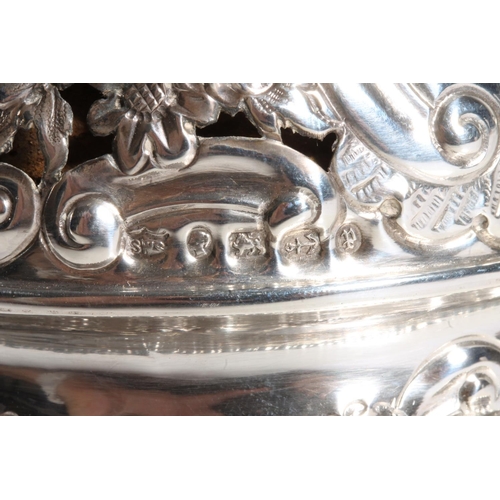 63 - Victorian pierced silver table bell with C scroll and floral designs, by Samuel Walton Smith, Birmin... 