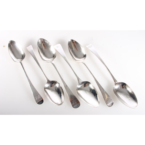 88 - Matched set of six silver oar pattern tablespoons to include a pair by William Eley I, William Fearn... 