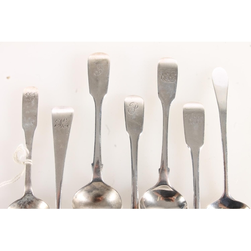 99 - Group of silver mustard, caddy and salt spoons, 81g gross.