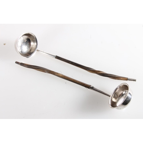 101 - Pair of Victorian silver toddy ladles with balleen handles, makers mark SW, Edinburgh 1851.