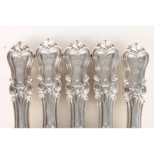 104 - Five piece silver handled carving set, the blades by Catchpole and Williams of London and Ellis of E... 