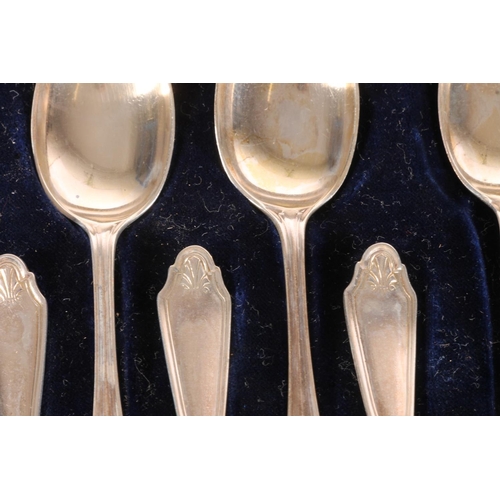 105 - Set of eleven silver teapsoons and matching sugar tongs by Cooper Brothers & Sons Ltd, Sheffield 191... 