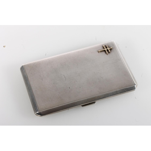 108 - Art Deco style silver cigarette case with engine turned decoration, the gilded interior with present... 