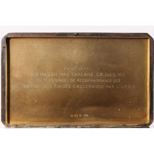 108 - Art Deco style silver cigarette case with engine turned decoration, the gilded interior with present... 