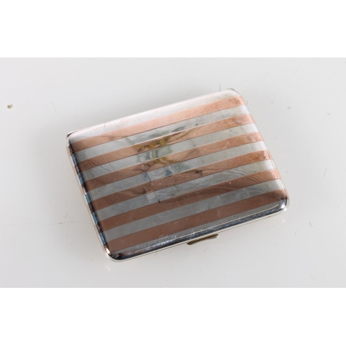 112 - Fine quality antique silver cigarette case with copper bands, by Sampson Mordan & Co, London 1916, 1... 