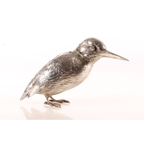 114 - Continental novelty silver pepper pot in the form of a bird, possibly German or Dutch, import marks ... 