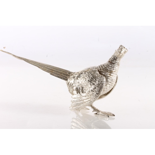 115 - Continental novelty silver pepper pot in the form of a pheasant by L Neresheimer & Co of Hanua Germa... 