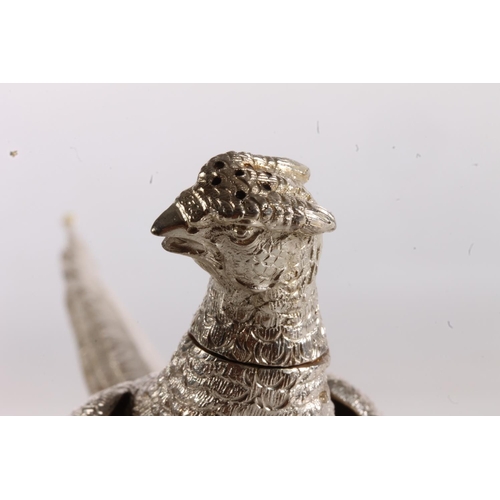 115 - Continental novelty silver pepper pot in the form of a pheasant by L Neresheimer & Co of Hanua Germa... 