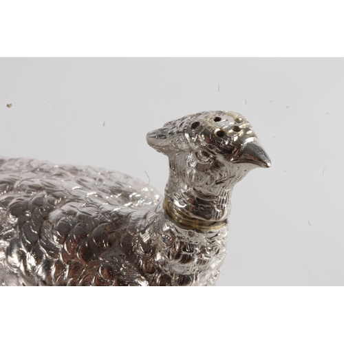 116 - Continental novelty silver pepper pot in the form of a pheasant by L Neresheimer & Co of Hanua Germa... 