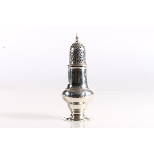 128 - George II silver pepper pot of baluster form, makers marks 'JL', probably by John Lampfert, London 1... 