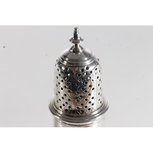 128 - George II silver pepper pot of baluster form, makers marks 'JL', probably by John Lampfert, London 1... 