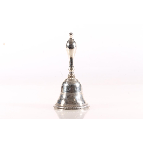 140 - George IV silver hand bell of good gauge by John Reily, London 1824, 170g.