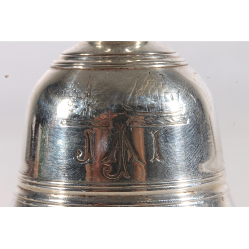 140 - George IV silver hand bell of good gauge by John Reily, London 1824, 170g.