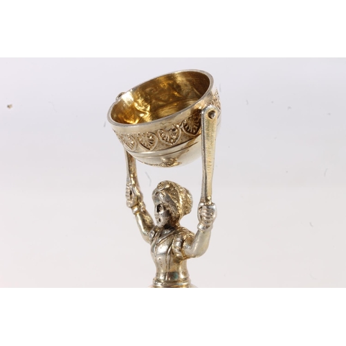 141 - Continental novelty silver marriage or wager cup in the form of a woman, possibly German, Nuremberg,... 