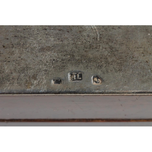 143 - Continental silver and birds eye walnut table cigarette or cigar box, the hinge top with sheet of si... 