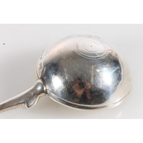 145 - George V novelty silver wine taster spoon with hemi spherical bowl and dolphin or fish handle, by Br... 