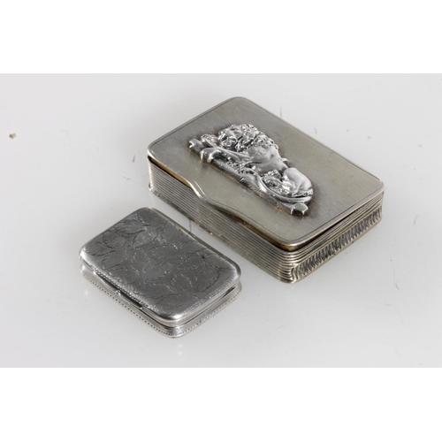 147 - Continental 800 grade silver vesta box, the top with relief lion of Lucerne design, and a George III... 