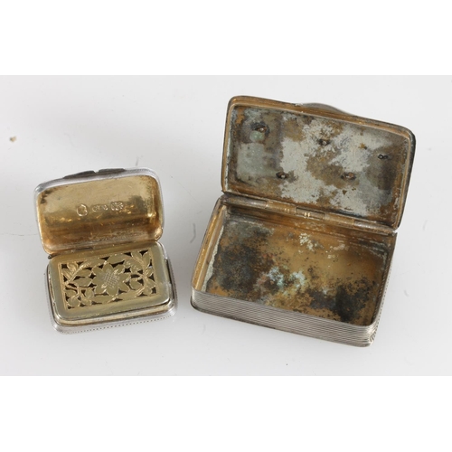 147 - Continental 800 grade silver vesta box, the top with relief lion of Lucerne design, and a George III... 