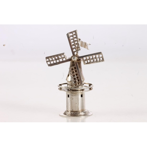 148 - Dutch miniature silver model of a windmill, 'JvBH' mark to the base for J Verhoogt of Hoorn, 9.8g, a... 