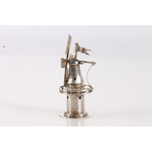 148 - Dutch miniature silver model of a windmill, 'JvBH' mark to the base for J Verhoogt of Hoorn, 9.8g, a... 