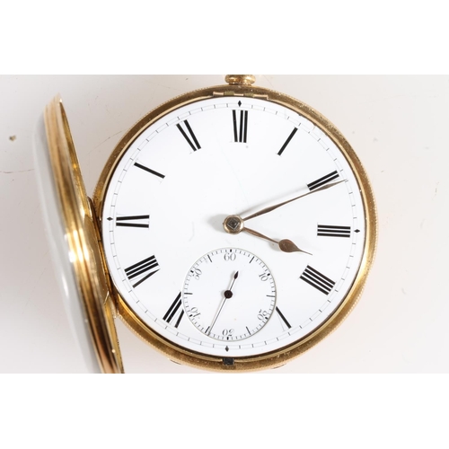 1 - 18ct gold cased open faced key wound pocket watch, the white enamel dial with Roman numeral chapter ... 