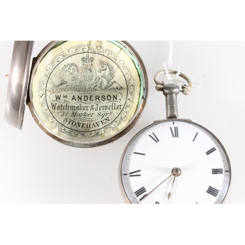 12 - Edward Tompion of London, an antique silver pair case pocket watch, the white enamel dial with Roman... 