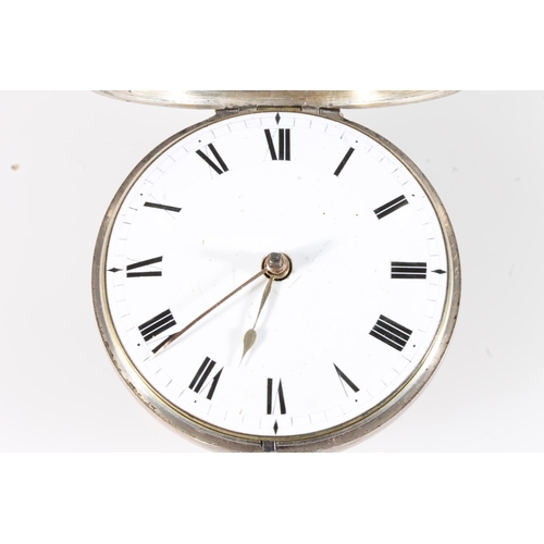 12 - Edward Tompion of London, an antique silver pair case pocket watch, the white enamel dial with Roman... 