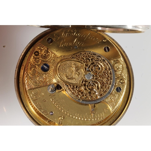 12 - Edward Tompion of London, an antique silver pair case pocket watch, the white enamel dial with Roman... 