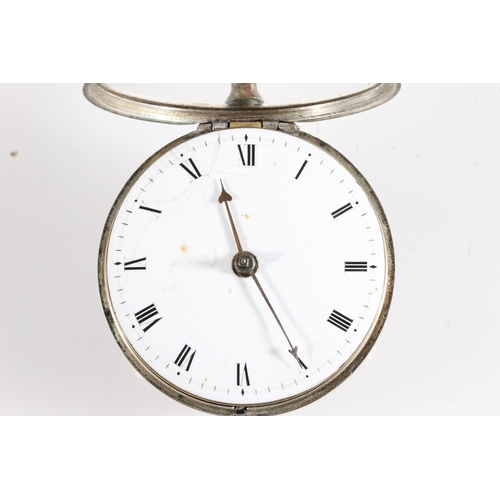 13 - William Graham of London, an antique silver pair case pocket watch, the white enamel dial with Roman... 