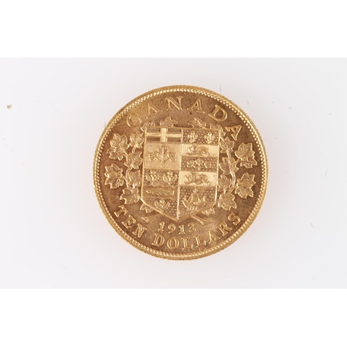 208 - CANADA King George V (1910-1935) gold ten dollar $10 coin 1913.