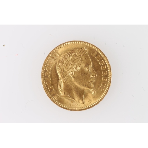 214 - FRANCE Emperor Napoleon III gold twenty francs 1866 BB, Strasbourg mint.