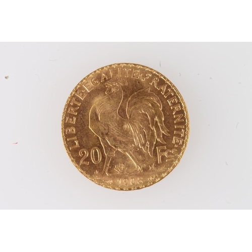 216 - FRANCE third Republic gold twenty francs 1908.