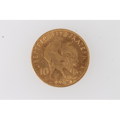 217 - FRANCE third Republic gold ten francs 1908.