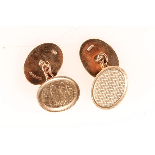 171 - Pair of 9ct gold oval cufflinks, 10.0g.