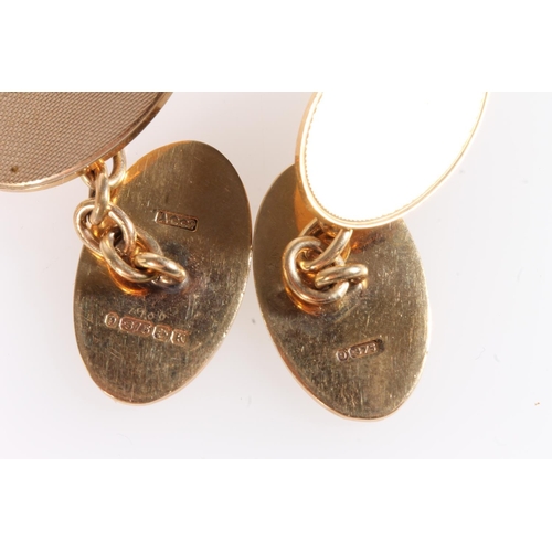 172 - Pair of 9ct gold oval cufflinks, 9.3g.