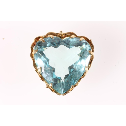 186 - Modernist 18ct gold mounted aquamarine pendant of heart form, hallmarks for maker 'HB' Birmingham 19... 